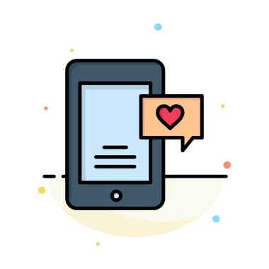 Mobil, Sohbet, Sohbet Bubble, Love Chat Soyut Düz Renk Simge Te