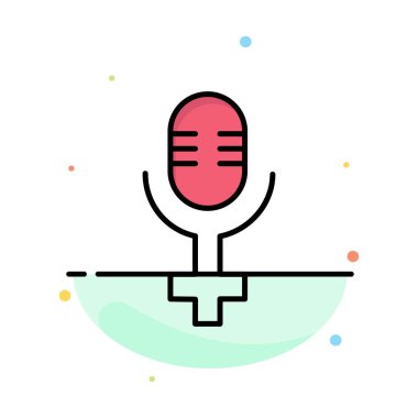 Mikrofon, Kayıt Özeti Düz Renk Simgesi Şablonu