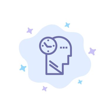 Zaman, Zihin, Düşünceler, Soyut Bulut Backgroun Üzerinde Kafa Mavi Simge