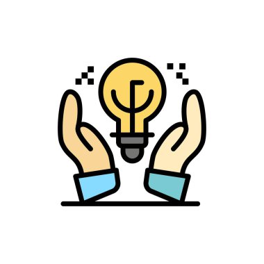 Korunan Fikirler, İş, Fikir, El Düz Renk Simgesi. Vektör i