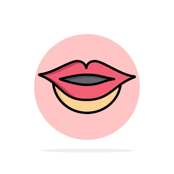 Labios, chica Resumen círculo fondo Icono de color plano — Archivo Imágenes Vectoriales