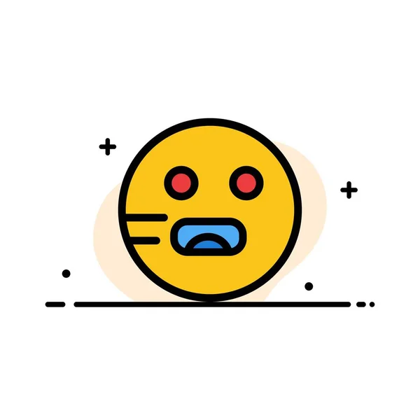 Emojis, Emoticon, Hungry, School Business Flat Line Icône remplie — Image vectorielle