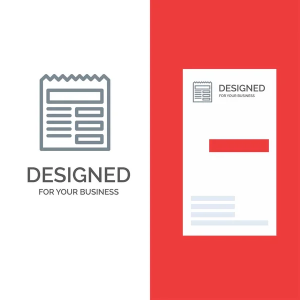 Έγγραφο, κείμενο, βασικός, σχεδιασμός λογότυπου UI γκρι και επαγγελματική κάρτα TEM — Διανυσματικό Αρχείο