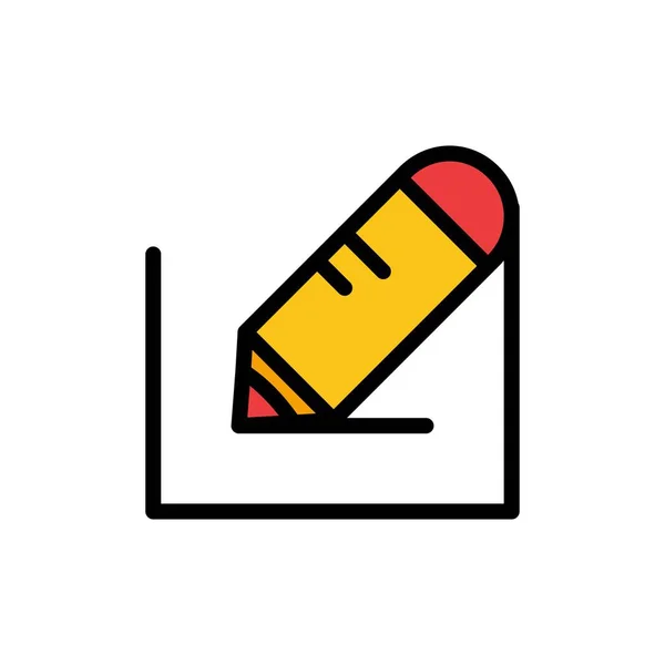 Μολύβι, γραφή, κείμενο, σχολείο επίπεδη χρώμα Icon. Σύμβολο διανυσματικού πλαισίου — Διανυσματικό Αρχείο