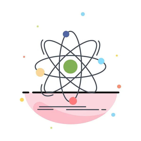 Atom, vetenskap, kemi, fysik, nukleär platt färg ikon VECTO — Stock vektor