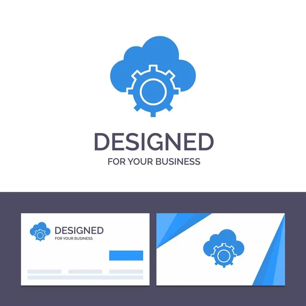 Modelo de cartão de visita e logotipo da Creative Cloud, Cloud-Computing , — Vetor de Stock