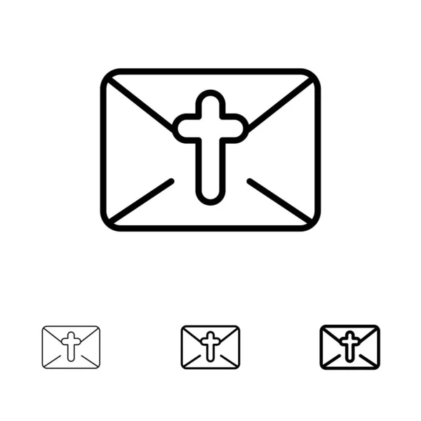 按摩，邮件，假期，复活节大胆和黑色线条图标设置 — 图库矢量图片