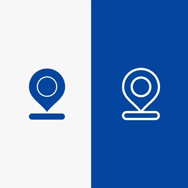 Locatie, kaart, marker, PIN line en glyph Solid icon blauwe banner — Stockvector