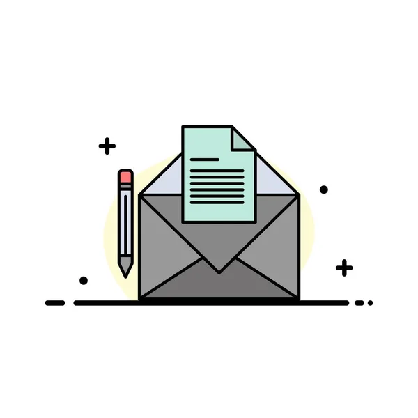 Mail, Message, Fax, Lettre Business Flat Line Filled Icon Vecto — Image vectorielle