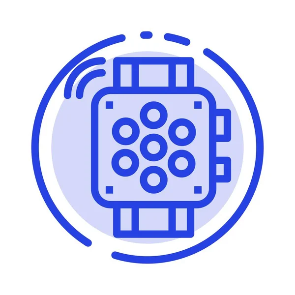Watch, Hand Watch, Timer, Education Blue Dotted Line Icon — стоковый вектор