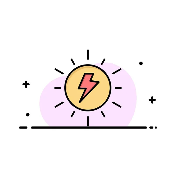 Énergie,, Solaire, Soleil, Charge Business Flat Line Filled Icon Vec — Image vectorielle