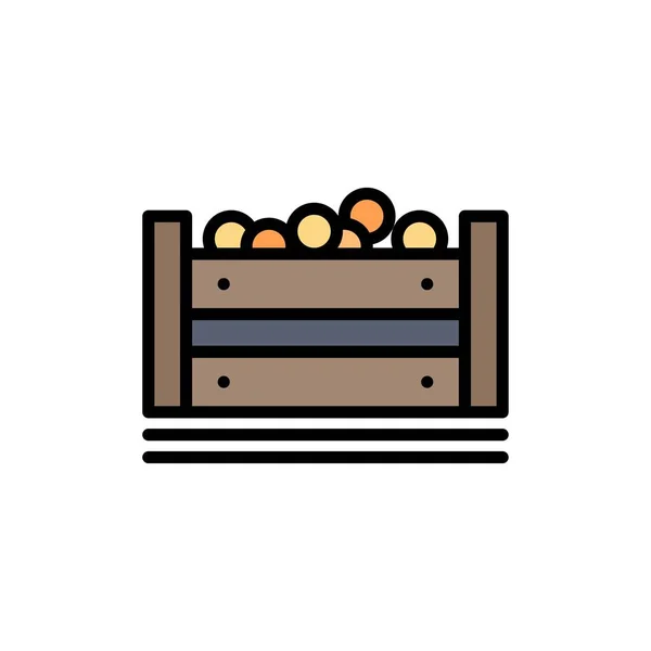 Bangladesh, Comida, Caja, Bangla Flat Color Icon. Vector icono bann — Vector de stock