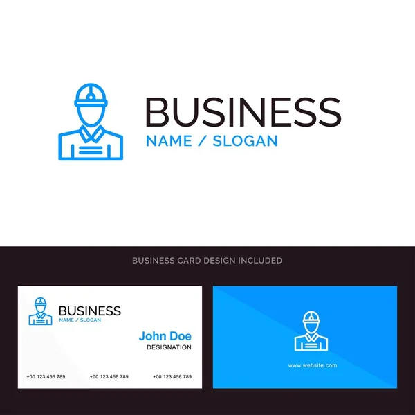 Construction, Engineer, Worker, Work Blue Business logo and Busi — 图库矢量图片