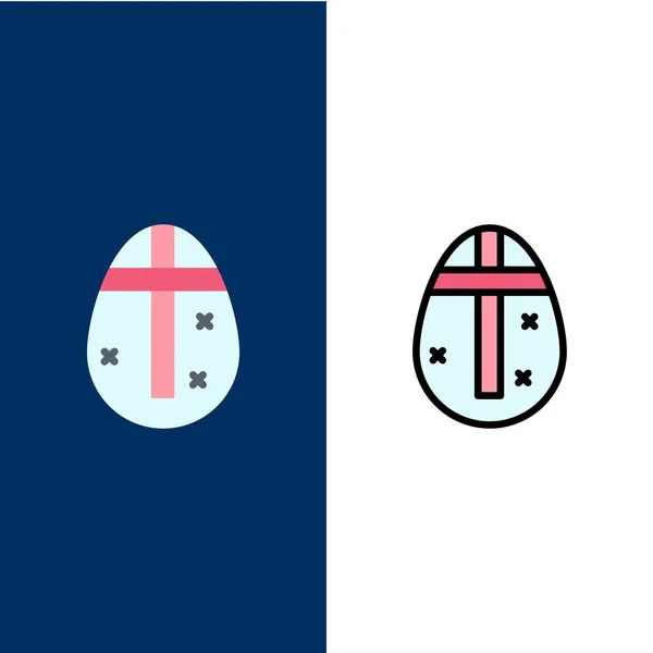 Húsvéti tojás, tojás, nyaralás, ünnepek Icons. Lapos és sorkitöltött — Stock Vector