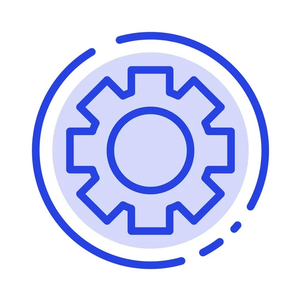 Gear, Setting, Wheel Blue Dotted Line Line Icon — Stock Vector