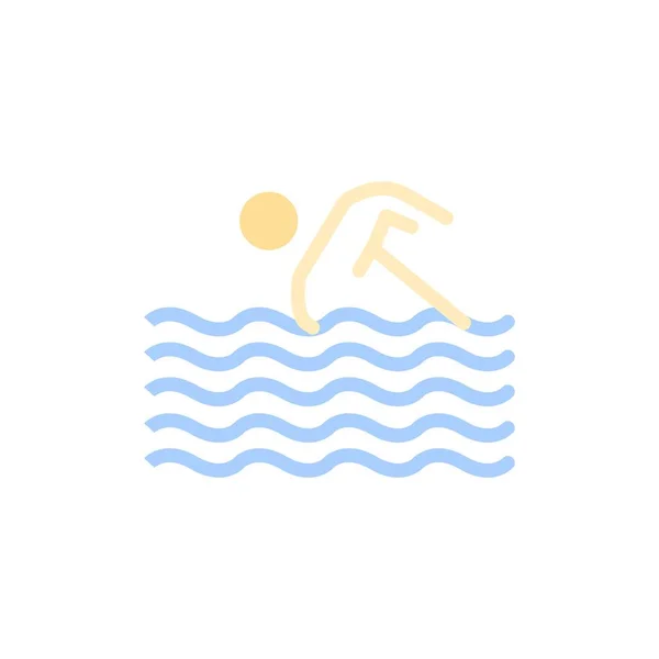 Aktywność, Sport, pływać, pływanie, woda płaska ikona koloru. Wektor — Wektor stockowy