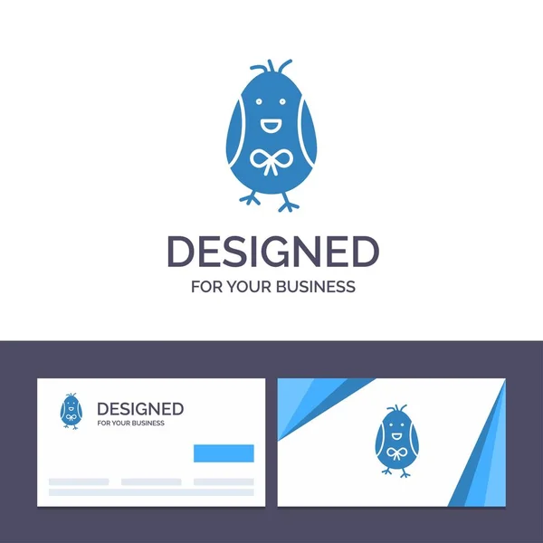 Δημιουργική επαγγελματική κάρτα και λογότυπο πρότυπο κοτόπουλο, Πάσχα, μωρό, — Διανυσματικό Αρχείο