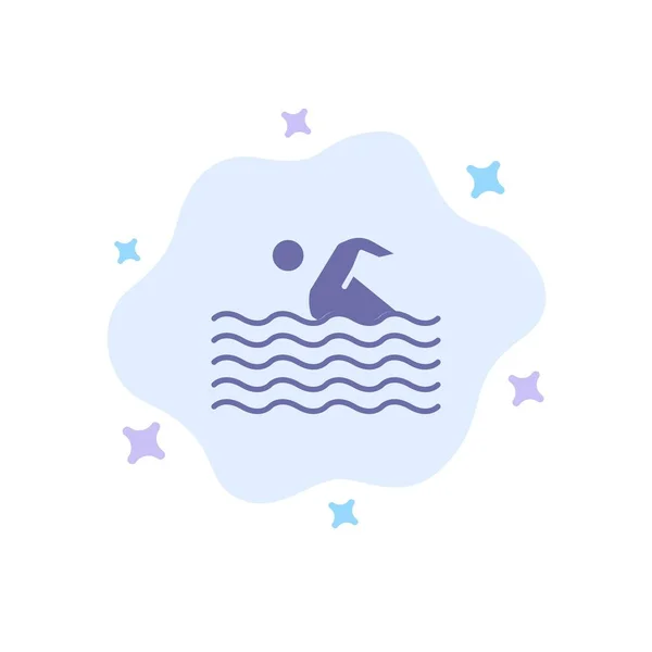 Aktivita, sport, plavání, plavání, modrá ikona vody na abstraktní clo — Stockový vektor