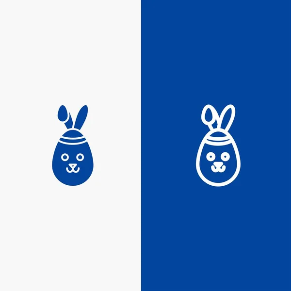 Królik, Wielkanoc, Linia Króliczka i Glyph Solid ikona Niebieski sztandar Linia — Wektor stockowy