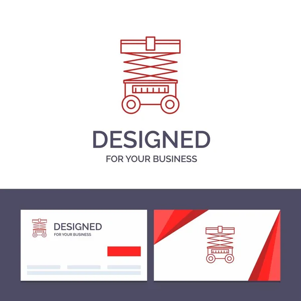 Modèle de carte de visite créative et logo Ascenseur, chariot élévateur, Warehou — Image vectorielle
