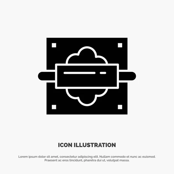 Rolling, Pin, Bread, Kitchen Solid Black Glyph Icon — Stock Vector