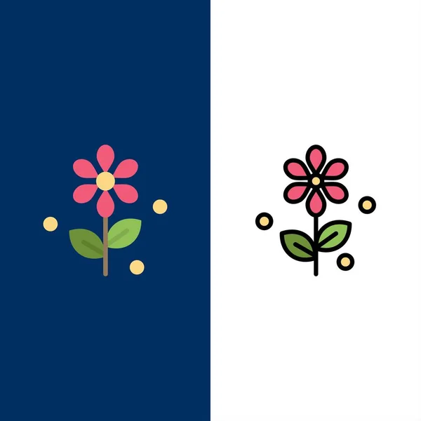 Blumen, Ostern, Ikonen der Natur. flaches und liniengefülltes Icon set vec — Stockvektor