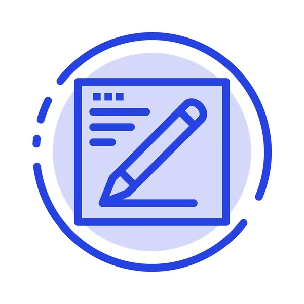 Navegador, Lápis, Texto, Educação Blue Dotted Line Icon — Vetor de Stock