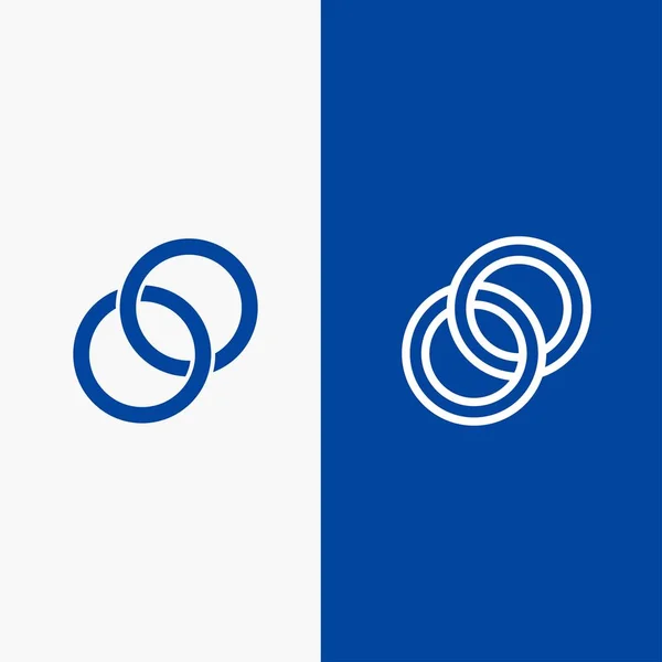 Ring, bruiloft, paar, engagement lijn en glyph Solid pictogram blauw — Stockvector