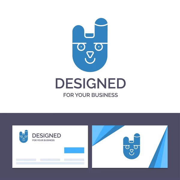 Creative Business Card and Logo template Animal, Bunny, Face, Ra — Stock Vector