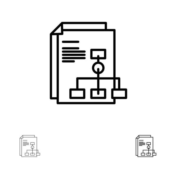 Présentation, graphique, facture, rapport Ligne noire fine et audacieuse ic — Image vectorielle