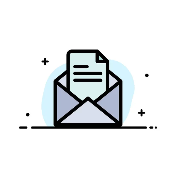 Texte, Courrier, Bureau, Crayon Business Flat Line Filled Icon Vecto — Image vectorielle