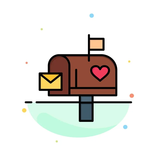 邮箱， 邮件， 爱， 信， 信箱抽象平面颜色图标 — 图库矢量图片