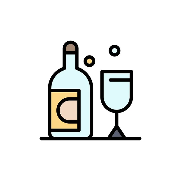 Bottle, Glass, Ireland  Flat Color Icon. Vector icon banner Temp — Stock Vector