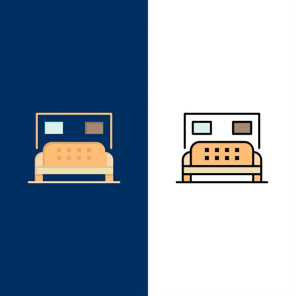 Hotel, Bed, Bedroom, Service  Icons. Flat and Line Filled Icon S — Stock Vector