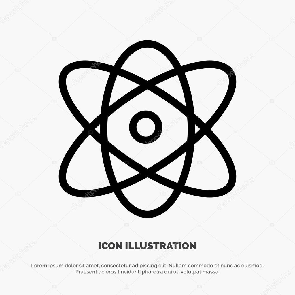 Atom, Education, Physics, Science Line Icon Vector
