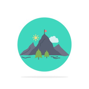 başarı, bayrak, misyon, dağ, başarı Düz Renk Simge Ve