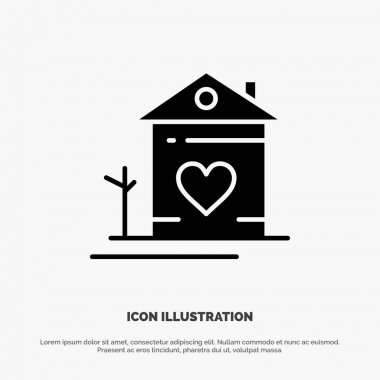 Ev, Ev, Aile, Çift, Hut katı Glyph Icon vektör