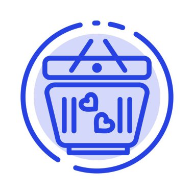 Sepeti, Aşk, Kalp, Düğün Mavi Noktalı Çizgi Hattı Simgesi
