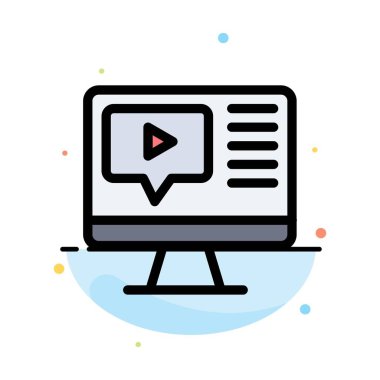 Bilgisayar, Oyun, Video, Eğitim Soyut Düz Renk Simge Şablonu