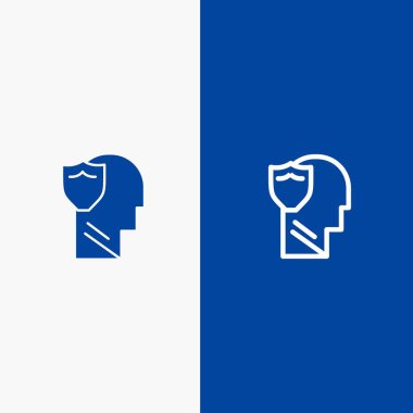 Kalkan, Güvenli, Erkek, Kullanıcı, Veri Hattı ve Glyph Solid simgesi Mavi 