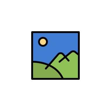 Resim, Galeri, Resim, Güneş İş Logo Şablonu. Düz Renk