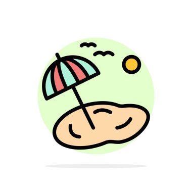 Plaj, palmiye, ağaç, bahar soyut daire arka plan düz renk 