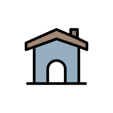 Bina, İnşaat, Ev, Ev Düz Renk Simgesi. Vektör ico