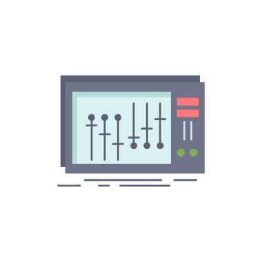 Konsol, DJ, mikser, müzik, stüdyo düz renk simge vektör