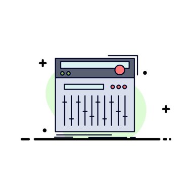 Kontrol, denetleyici, Midi, stüdyo, ses düz renk simge vektör