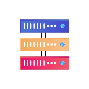 Bilgi işlem, veri, depolama, ağ düz renk simgesi. Vektör simgesi 