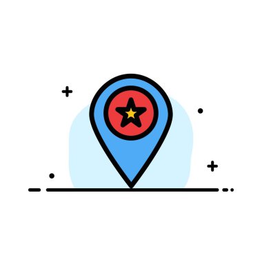 Yıldız, Konum, Harita, İşaretçi, Pin İş Düz Çizgi Dolu Simge