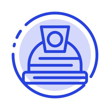 Mimari, İnşaat, Kask Mavi Noktalı Çizgi Simgesi