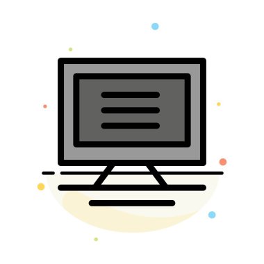 Monitör, Bilgisayar, Donanım Soyut Düz Renk Simgesi Şablonu