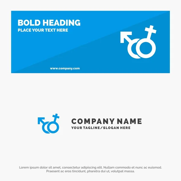 Género, Símbolo, Hombre, Mujer SOlid icono sitio web Banner y Busin — Vector de stock